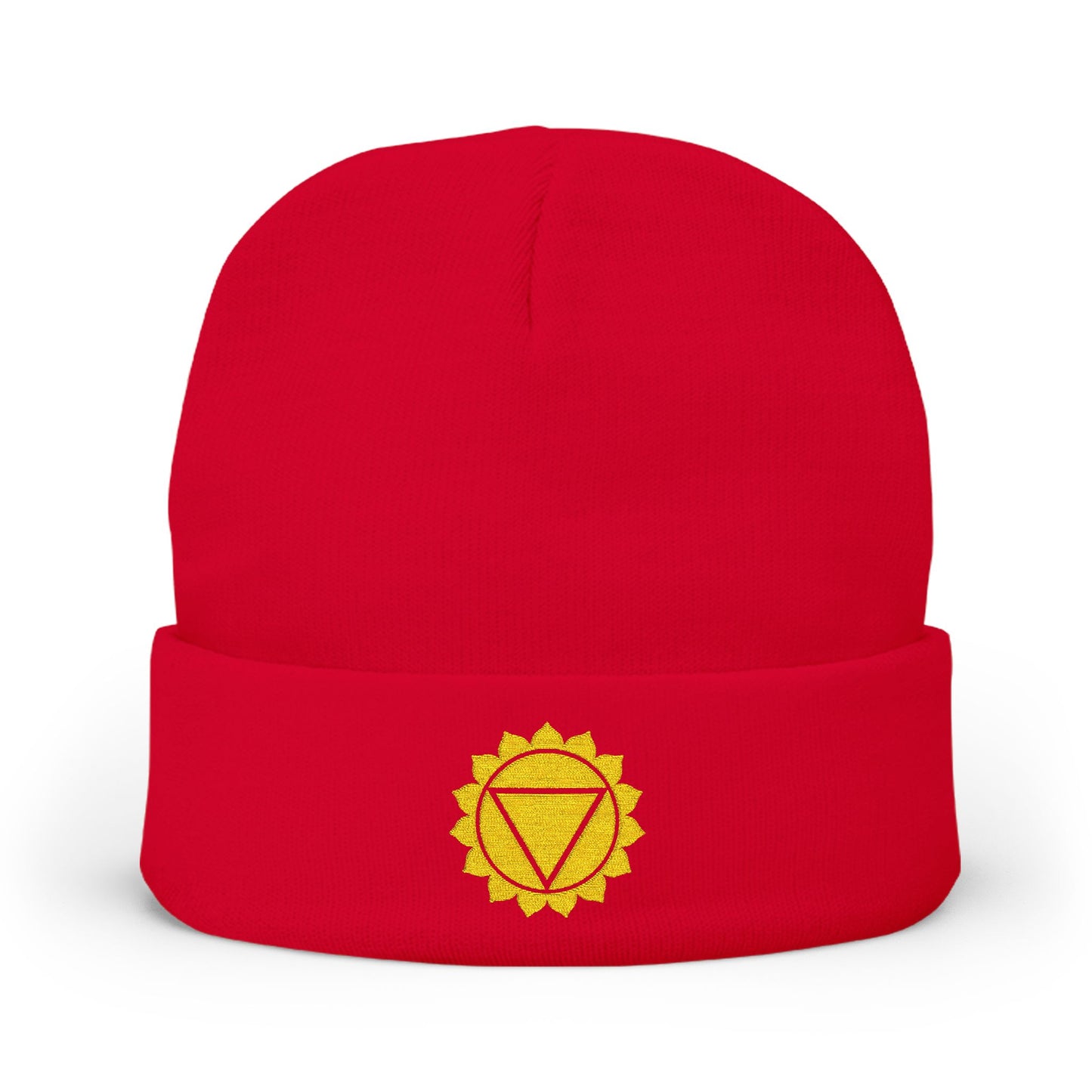 Boho Embroidered Knit Beanie Solar Plexus – P∆WER