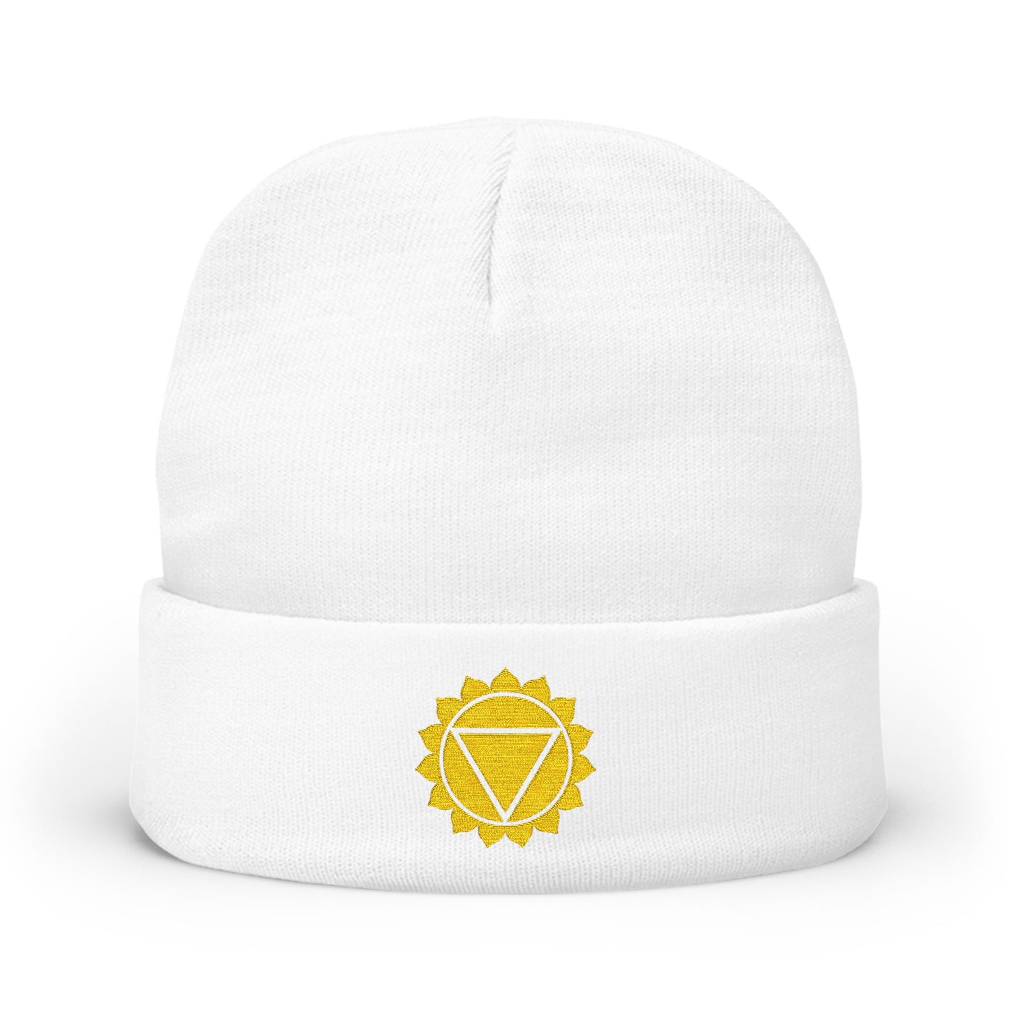 Boho Embroidered Knit Beanie Solar Plexus – P∆WER