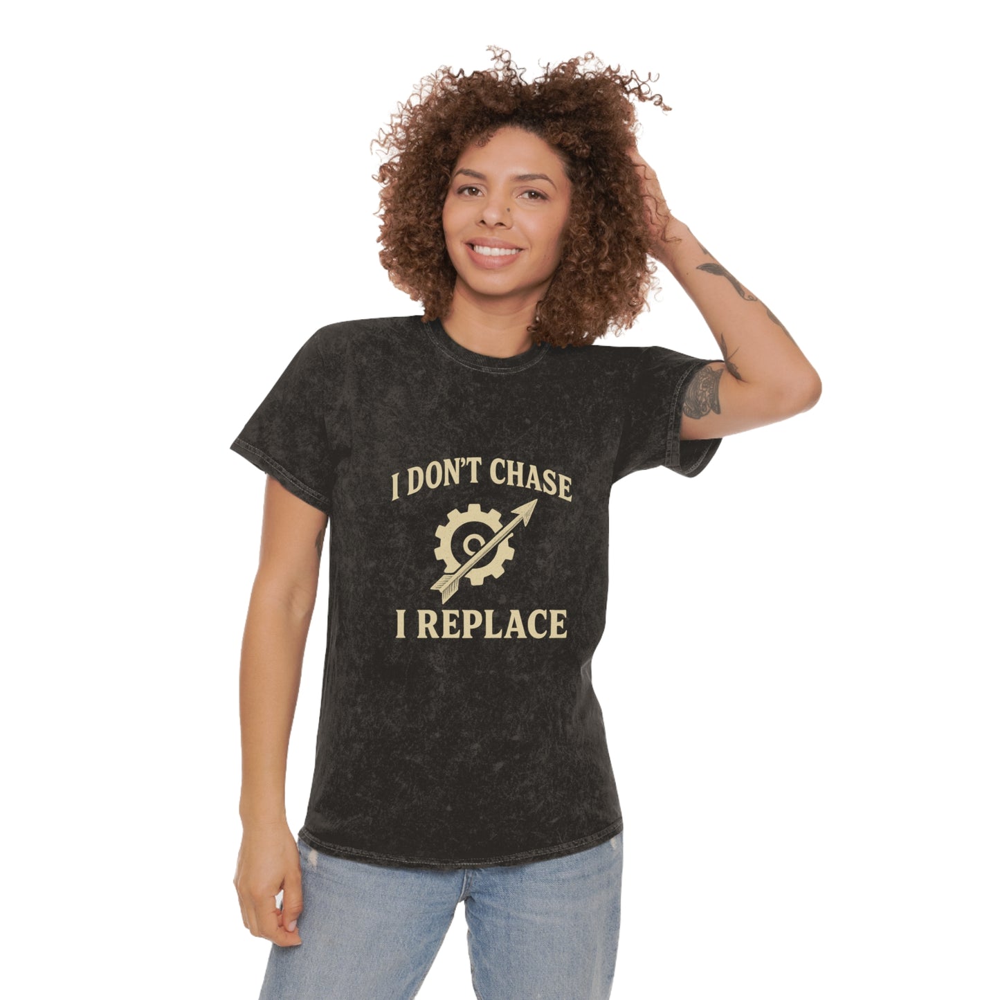 'I Don't Chase, I Replace - Mineral Wash T-Shirt - Brazilian Folk Magik