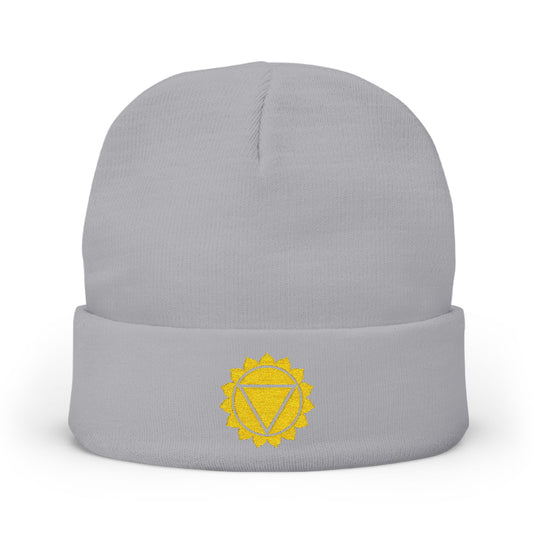Boho Embroidered Knit Beanie Solar Plexus – P∆WER