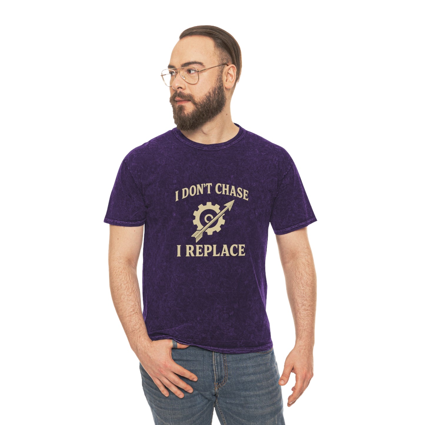 'I Don't Chase, I Replace - Mineral Wash T-Shirt - Brazilian Folk Magik