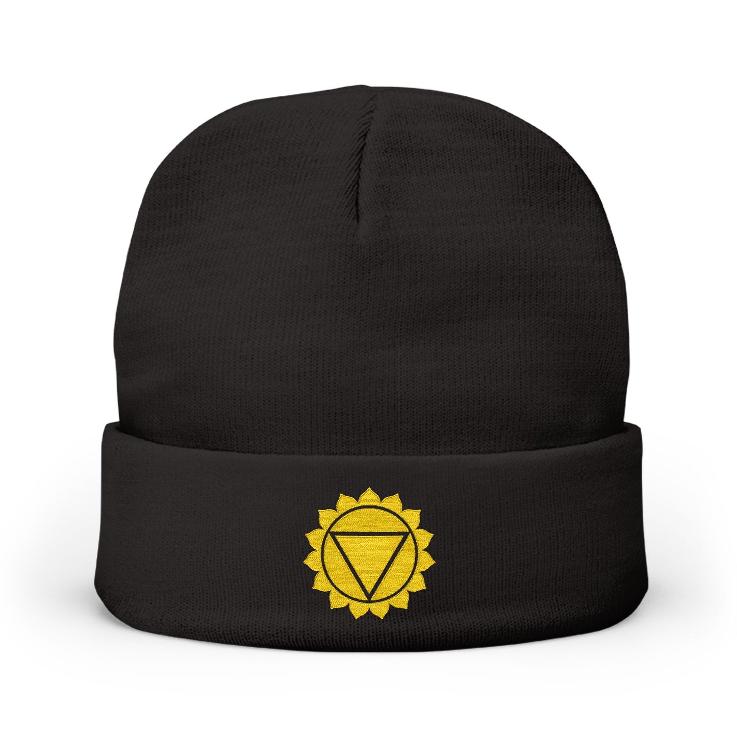 Boho Embroidered Knit Beanie Solar Plexus – P∆WER