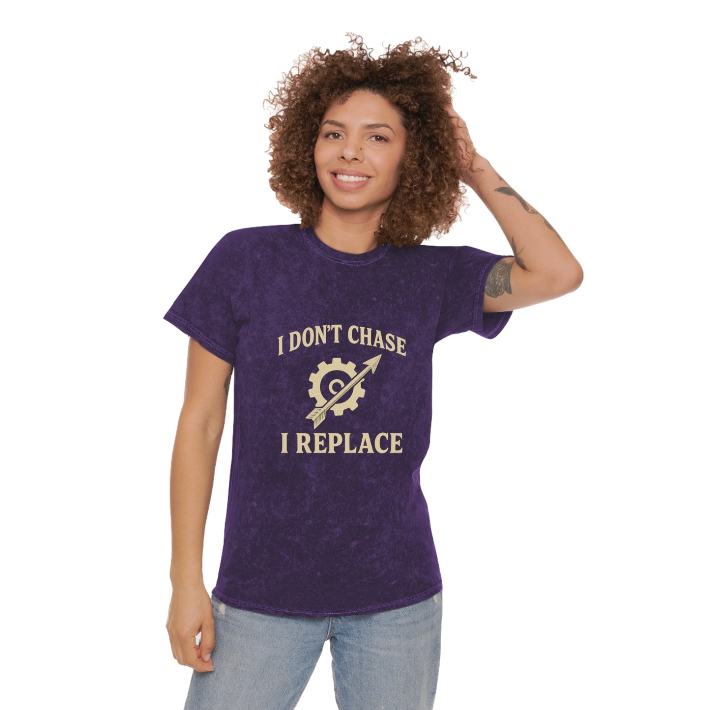 'I Don't Chase, I Replace - Mineral Wash T-Shirt - Brazilian Folk Magik
