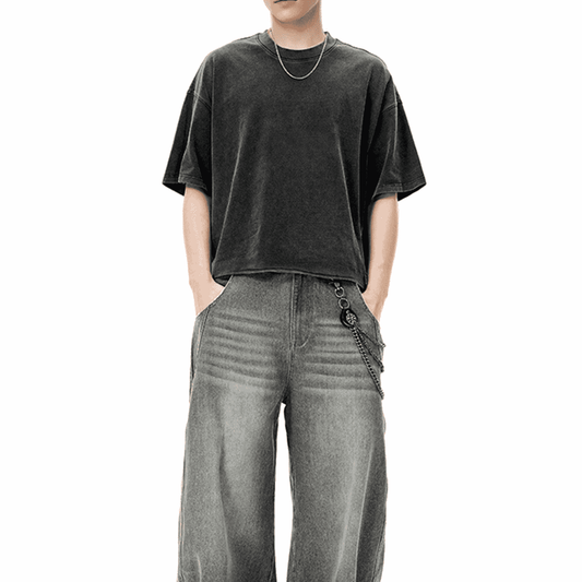 Unisex Cropped Snow Washed T-shirt(285GSM)