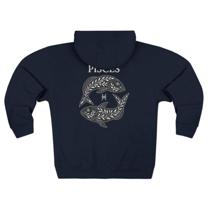 Pisces Zodiac Zip Hoodie — Twin Koi Fish Astrology Design
