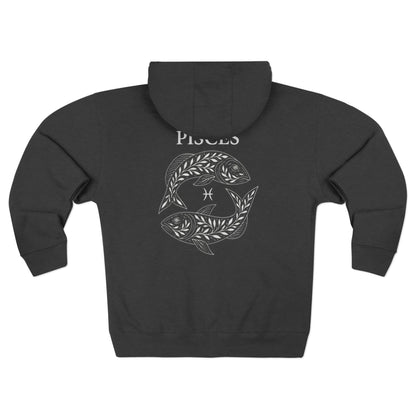 Pisces Zodiac Zip Hoodie — Twin Koi Fish Astrology Design