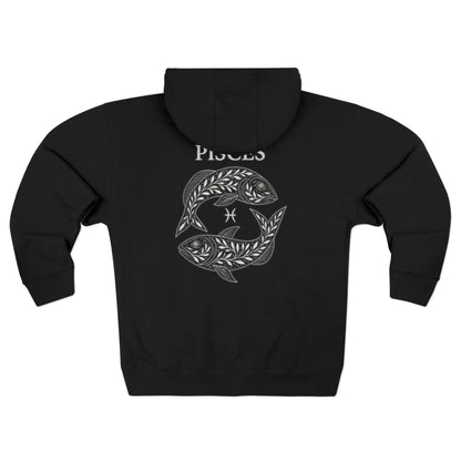 Pisces Zodiac Zip Hoodie — Twin Koi Fish Astrology Design