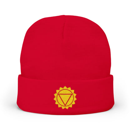 Boho Embroidered Knit Beanie Solar Plexus – P∆WER