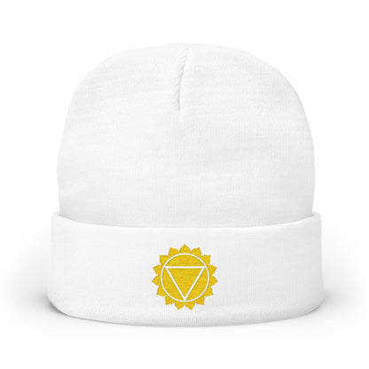Boho Embroidered Knit Beanie Solar Plexus – P∆WER