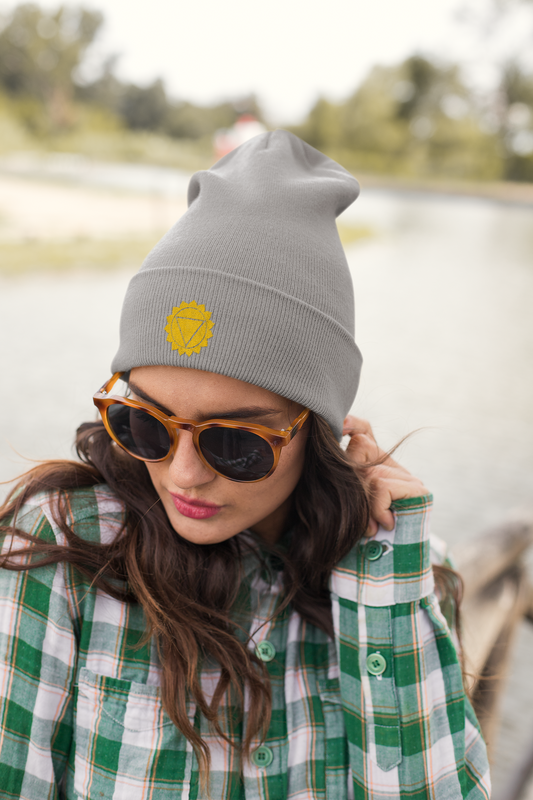 Boho Embroidered Knit Beanie Solar Plexus – P∆WER