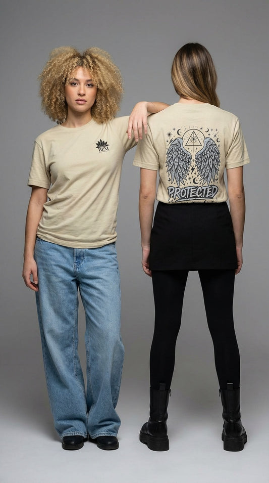 Angel Wings Graphic Tee — "Protected" Spiritual Comfort Shirt