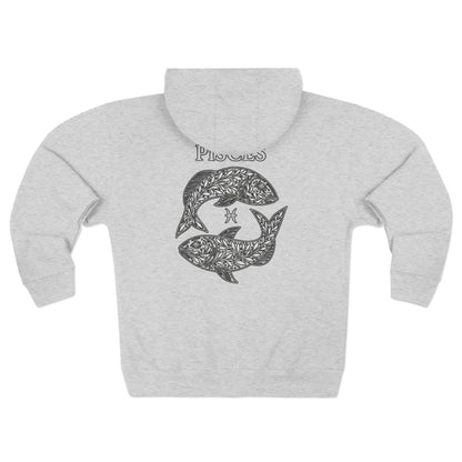 Pisces Zodiac Zip Hoodie — Twin Koi Fish Astrology Design