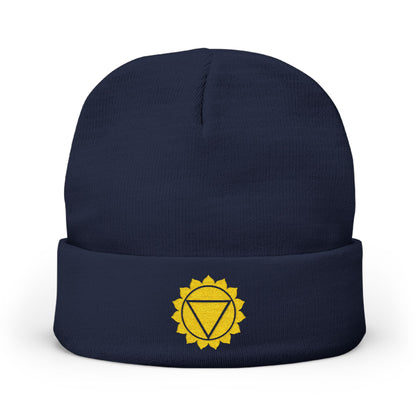 Boho Embroidered Knit Beanie Solar Plexus – P∆WER